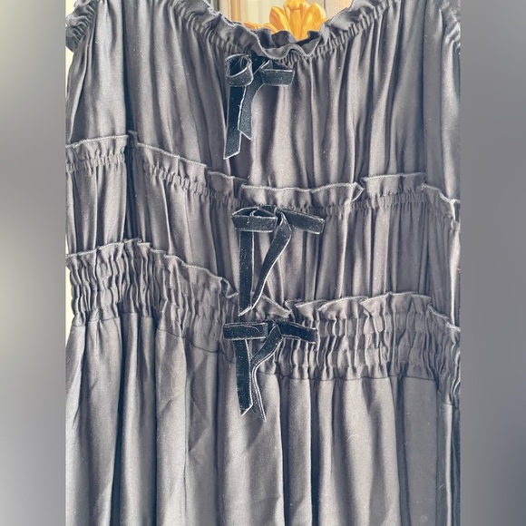 NWT The Kooples Size 1 (small) Long Black Maxi Dress With Velvet Bows - Picture 3 of 7